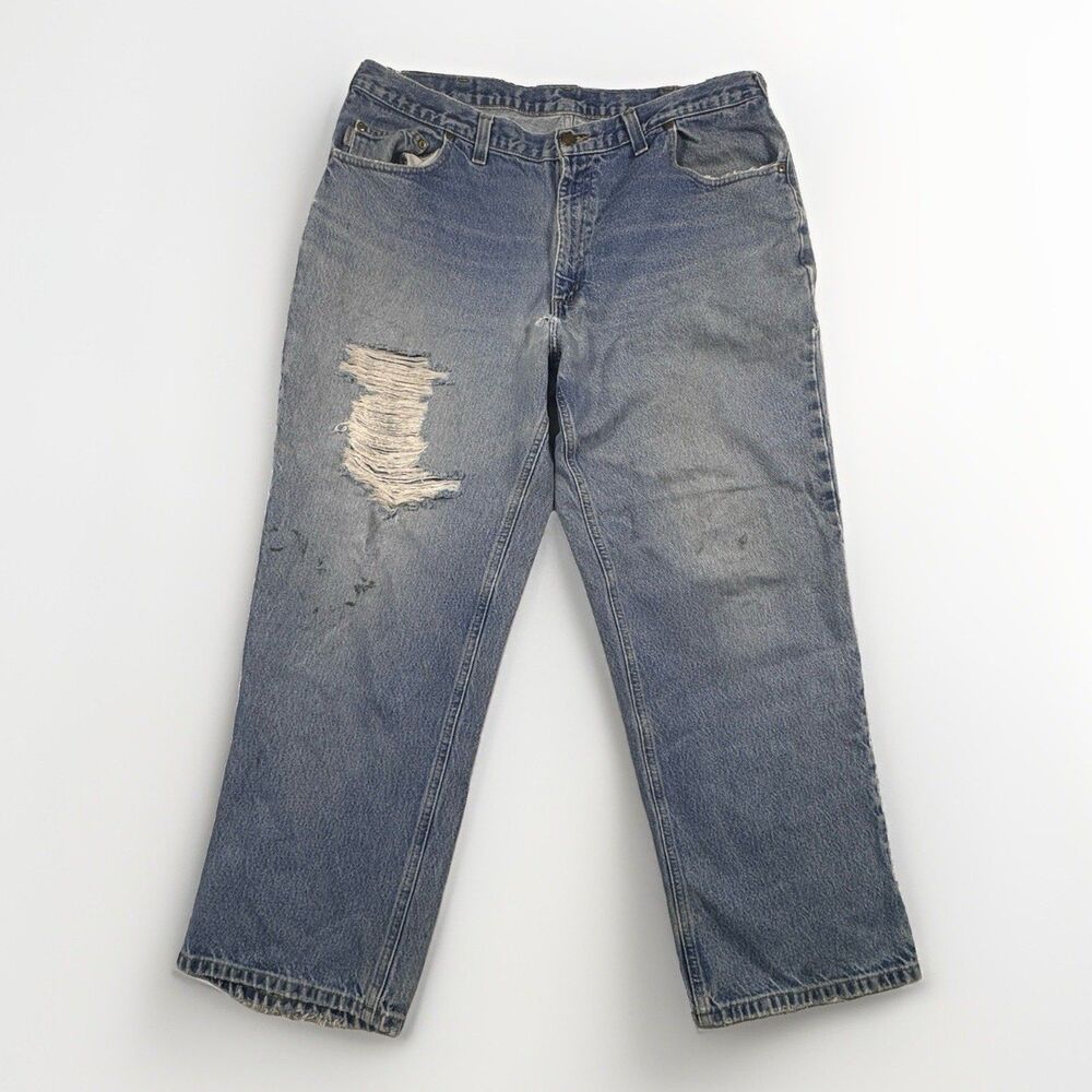 Carhartt B42 Relaxed Fit Jeans Mens 40x30 Distressed Workwear Denim Made Mexico